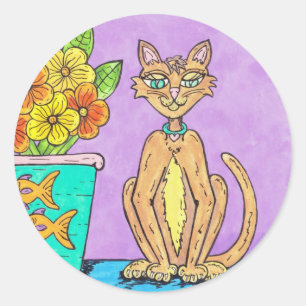 Etiqueta da senhora Gatinho e das flores