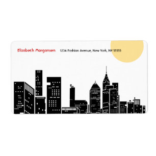 Etiqueta da silhueta da skyline de New York