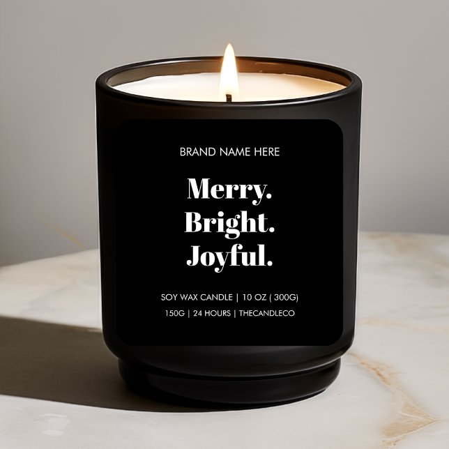 Etiqueta da Vela de Natal | Feliz Bright Joyful (Criador carregado)