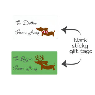 Etiqueta Dachshund Christmas Gift Tags Stickers Reindeer
