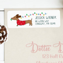 Dachshund Christmas Lights Festivas Address Labels