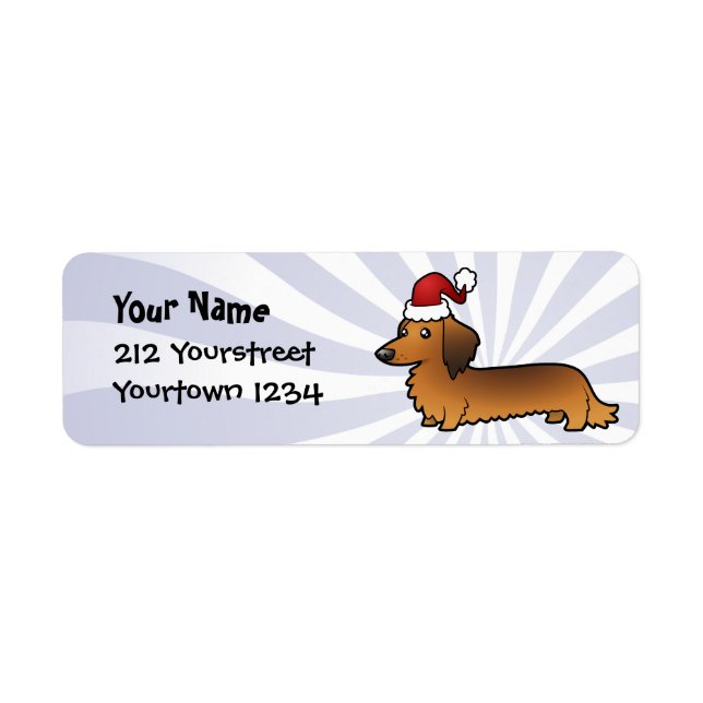 Etiqueta Dachshund de Natal (cabelo longo) (Frente)
