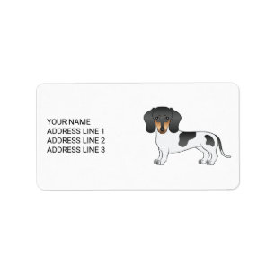 Etiqueta Dachshund E Texto De Cabelo Curto Preto E Preto