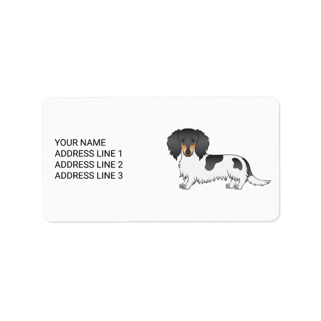 Etiqueta Dachshund E Texto De Cabelo Longo Preto E Tano (Frente)