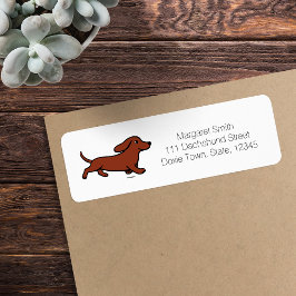Etiqueta Dachshund Lisa Vermelha Correndo