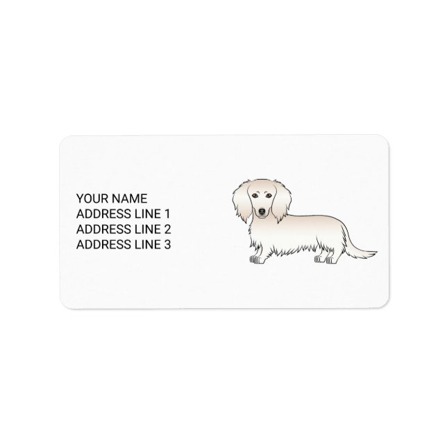 Etiqueta Dachshund Longo de Pelo Creme Cachorro de Desenho  (Frente)