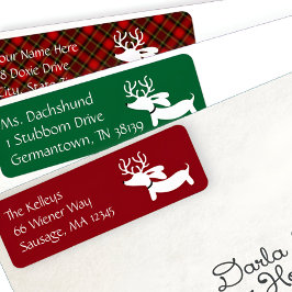 Etiqueta Dachshund Reindeer Terthy Endereço de Natal Etique
