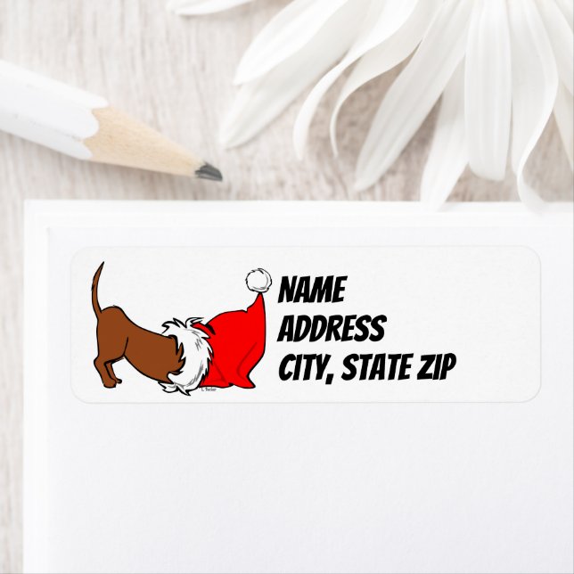 Etiqueta Dachshund Santa Hat Endereço de Regresso de Natal (Insitu)