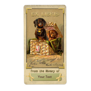 Etiqueta Dachshund - Vintage Book Plate ID