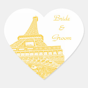 Etiqueta dada forma da torre Eiffel coração