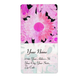 Etiqueta DAISY, cor-de-rosa, preto