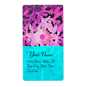 Etiqueta DAISY , purple violet blue turquase black