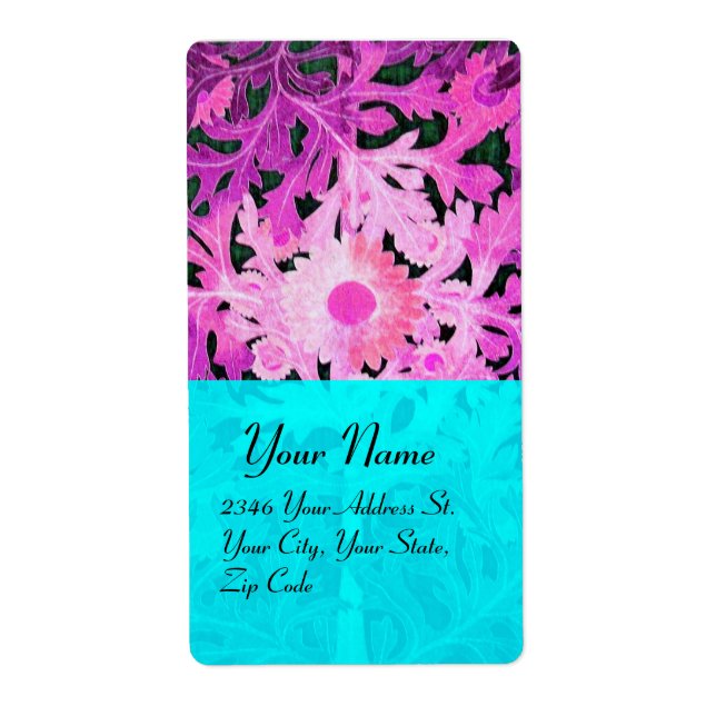 Etiqueta DAISY, violeta roxa, azul-turva, preto (Frente)