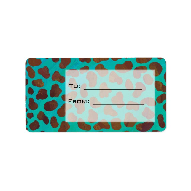 Etiqueta Dalmatian Marrom e Azul com Monograma (Frente)