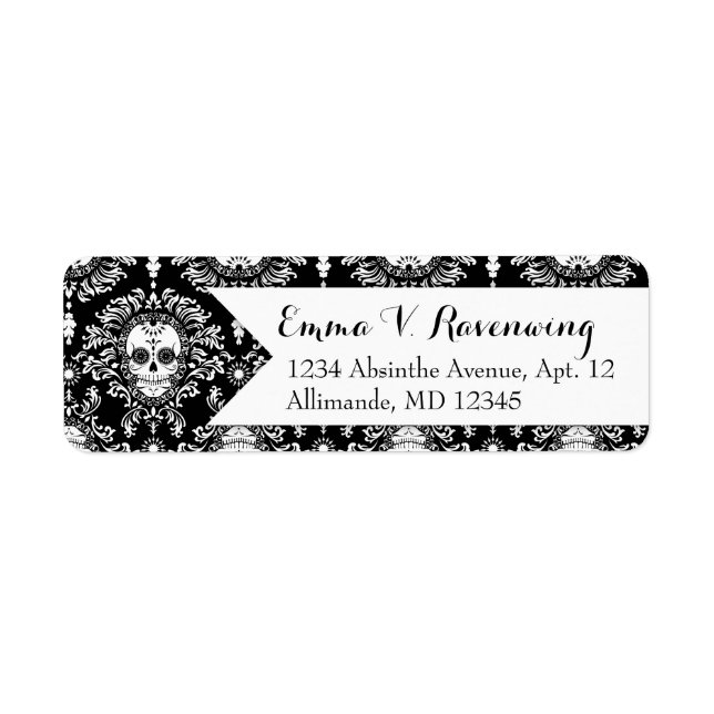 Etiqueta Damasco do morto - Endereço de devolução do crânio (Frente)