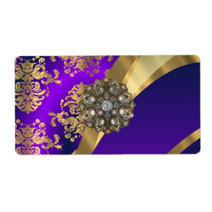Etiqueta Damasco roxo e ouro