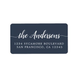 Etiqueta Dark Blue Script Family Return Address Label