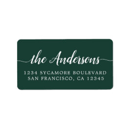 Etiqueta Dark Green Script Family Return Address Label