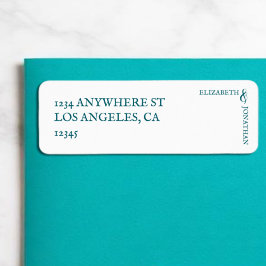 Etiqueta Dark Teal Modern Typography Wedding