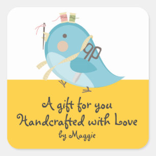 Etiqueta das noções de costura de aves coloridas p