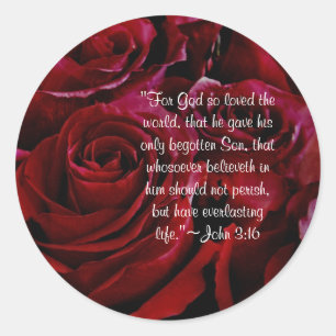 Etiqueta das rosas vermelhas do 3:16 de John