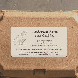 Etiqueta Data da primeira classificação - Ovos de codorniz