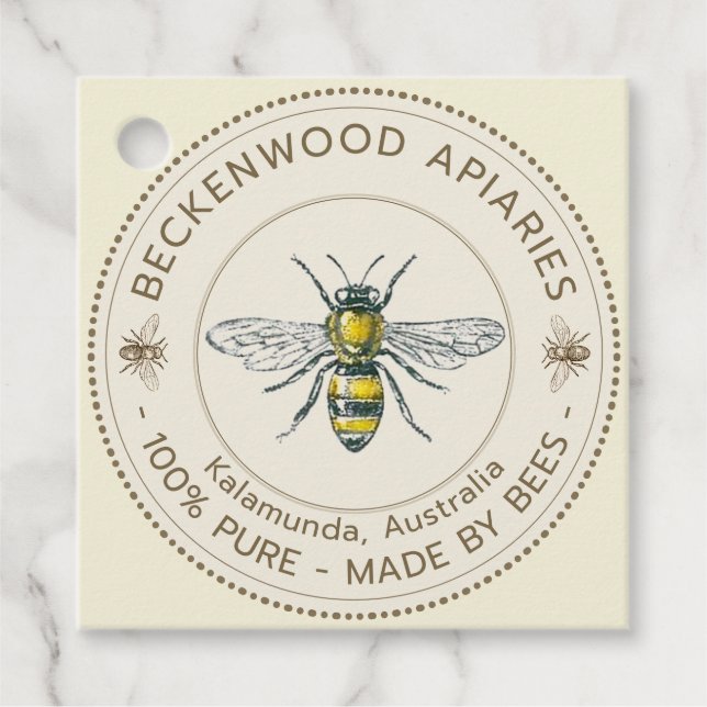 Etiqueta de Abelhas Amarelo Abeicista Apiário (Frente)