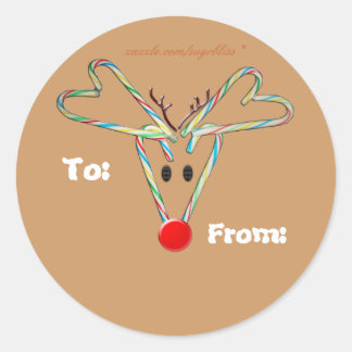 Etiqueta de Adesivo Candy Cane Reindeer