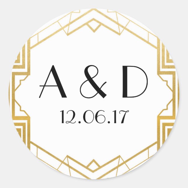 Etiqueta de adesivos redondos da Deco 1920, de Art (Frente)