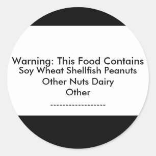 Etiqueta de advertência da alergia de comida