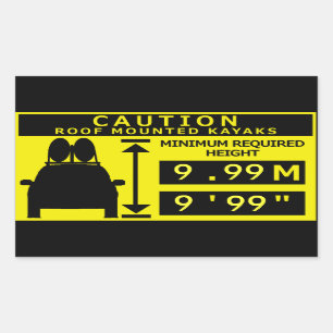 Etiqueta de advertência da altura do caiaque