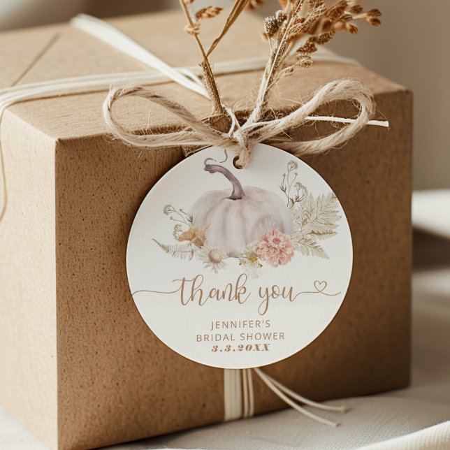 Etiqueta de agradecimento de abóbora boho outono (Criador carregado)