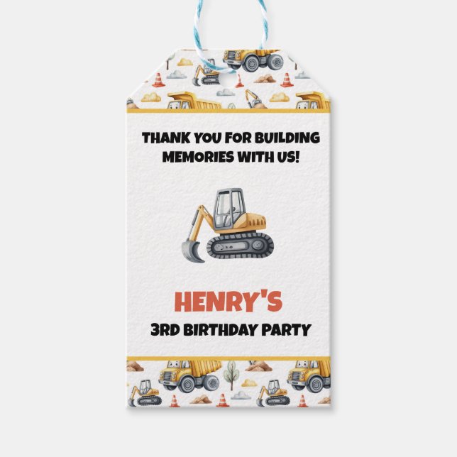 Etiqueta de agradecimento de aniversário de constr (Frente)