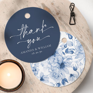 Etiqueta de Agradecimento de Casamento Azul Marinh