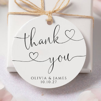 Etiqueta de Agradecimento de Casamento Corações Re