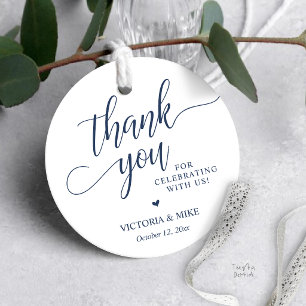 Etiqueta de agradecimento de casamento em azul mar