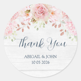Etiqueta de Agradecimento de Casamento Floral Rúst