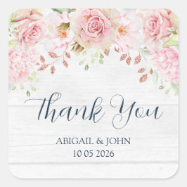 Etiqueta de Agradecimento de Casamento Floral Rúst