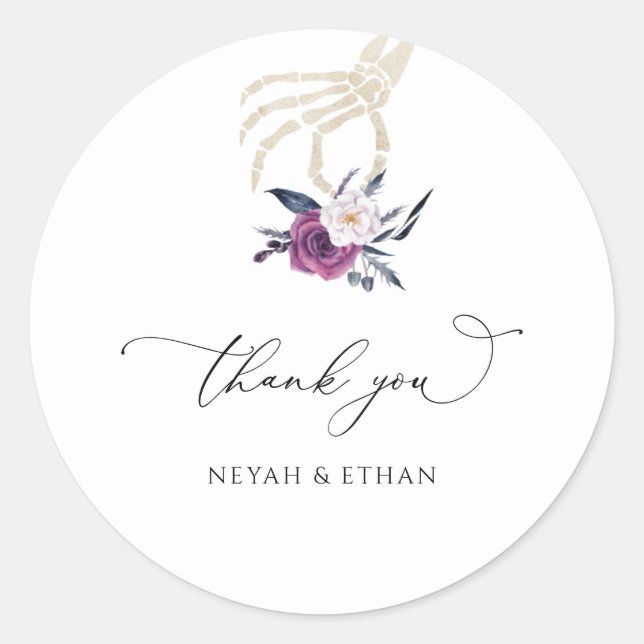 Etiqueta de Agradecimento de Casamento Sombrio de  (Frente)