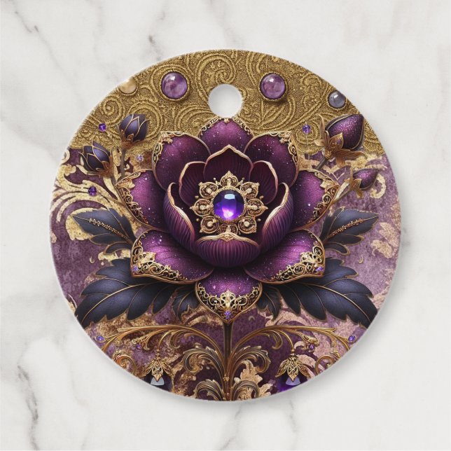 Etiqueta de agradecimento Dourado e roxo (Frente)