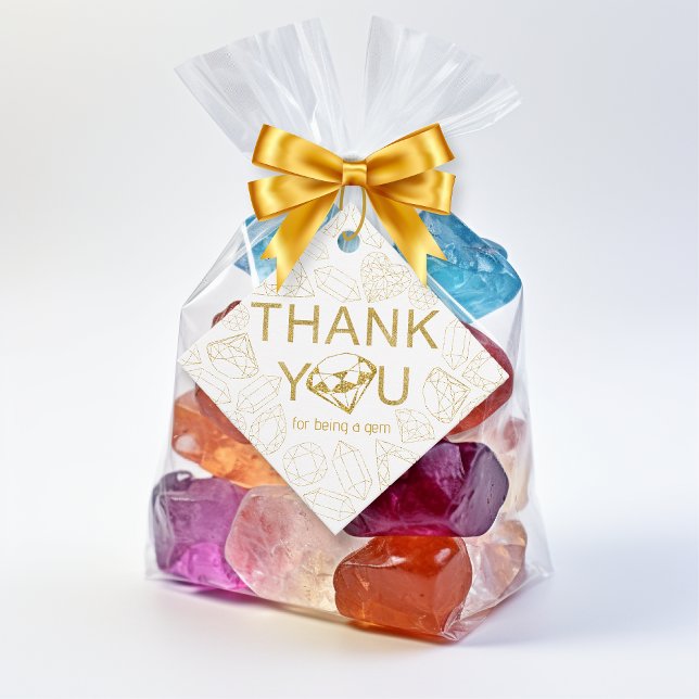 Etiqueta de agradecimento - Etiqueta de Favorito d (thank you gold gift tag, gem birthday party theme)