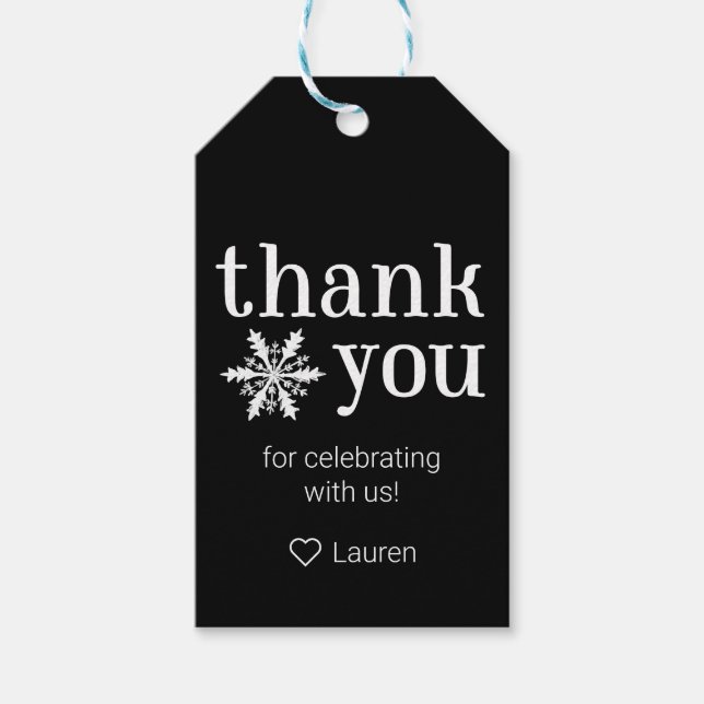 Etiqueta de Agradecimento Floco de Neve de Inverno (Frente)