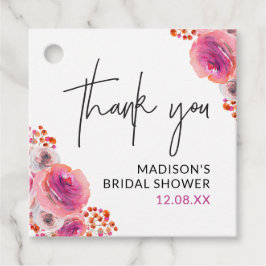 Etiqueta de Agradecimento Floral Brilho para Chá d