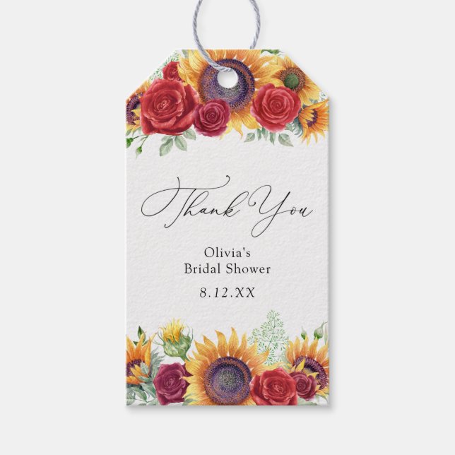 Etiqueta de Agradecimento Girassóis e Rosas (Frente)