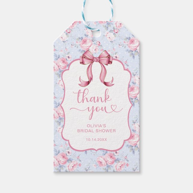 Etiqueta de Agradecimento para Chá de Noiva com La (Frente)