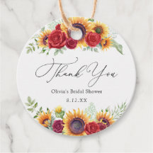 Etiqueta de Agradecimento para Sunflowers e Rosas