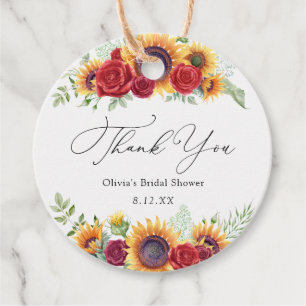 Etiqueta de Agradecimento para Sunflowers e Rosas