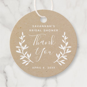 Etiqueta de Agradecimento Rustic Laurel Kraft para
