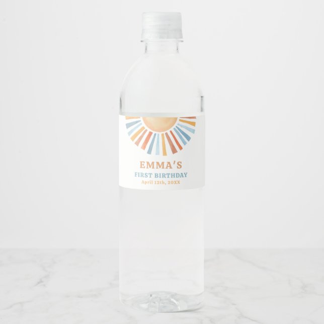 Etiqueta de Água de Aniversário Boho Sunshine Sol  (Frente)