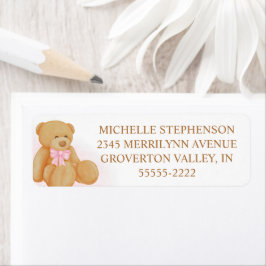 Etiqueta de Arco rosa com Urso Rosa